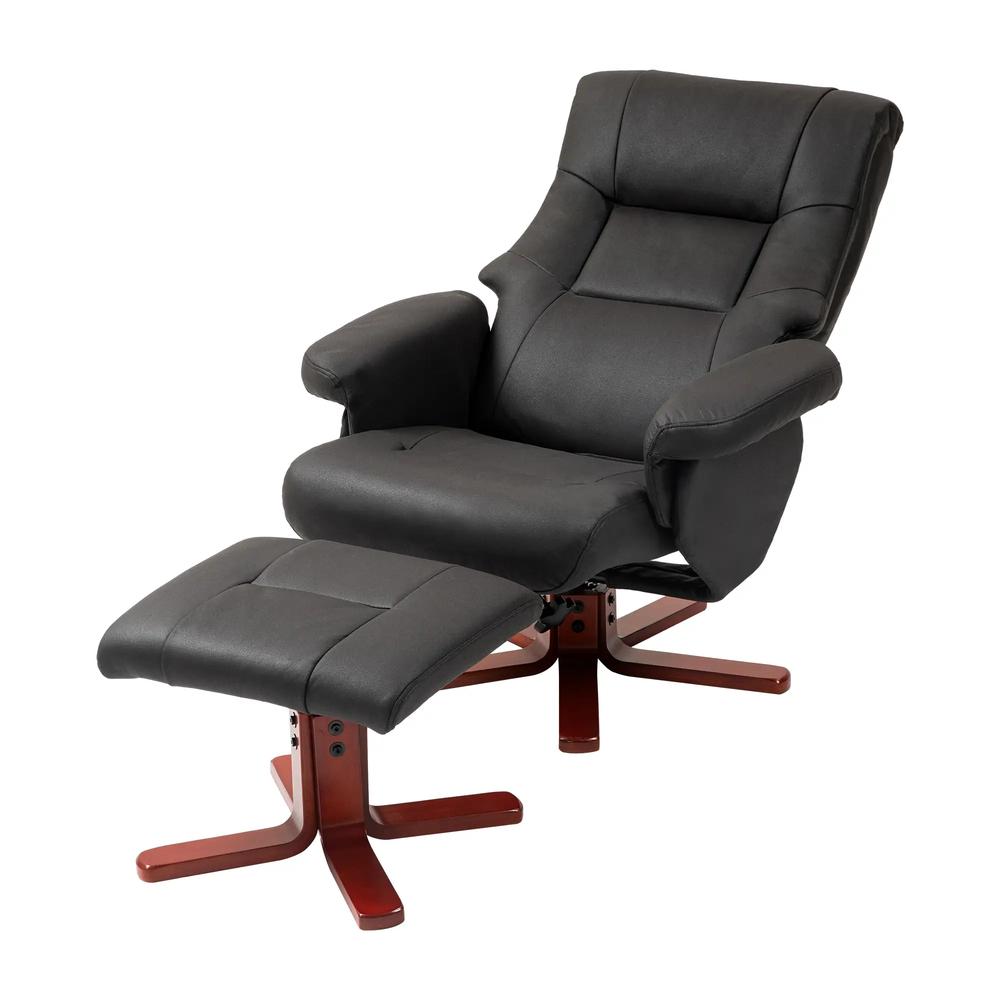 HOMCOM Faux Microfibre Leather Manual Recliner and Footstool Set Additional View 11