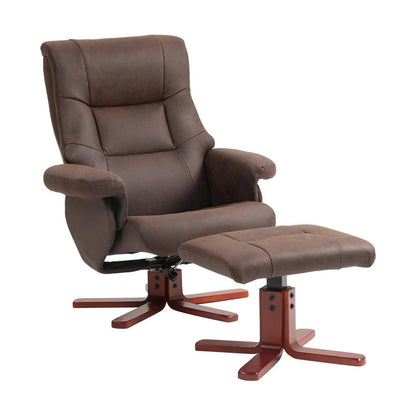 HOMCOM Faux Microfibre Leather Manual Recliner and Footstool Set Additional View 12
