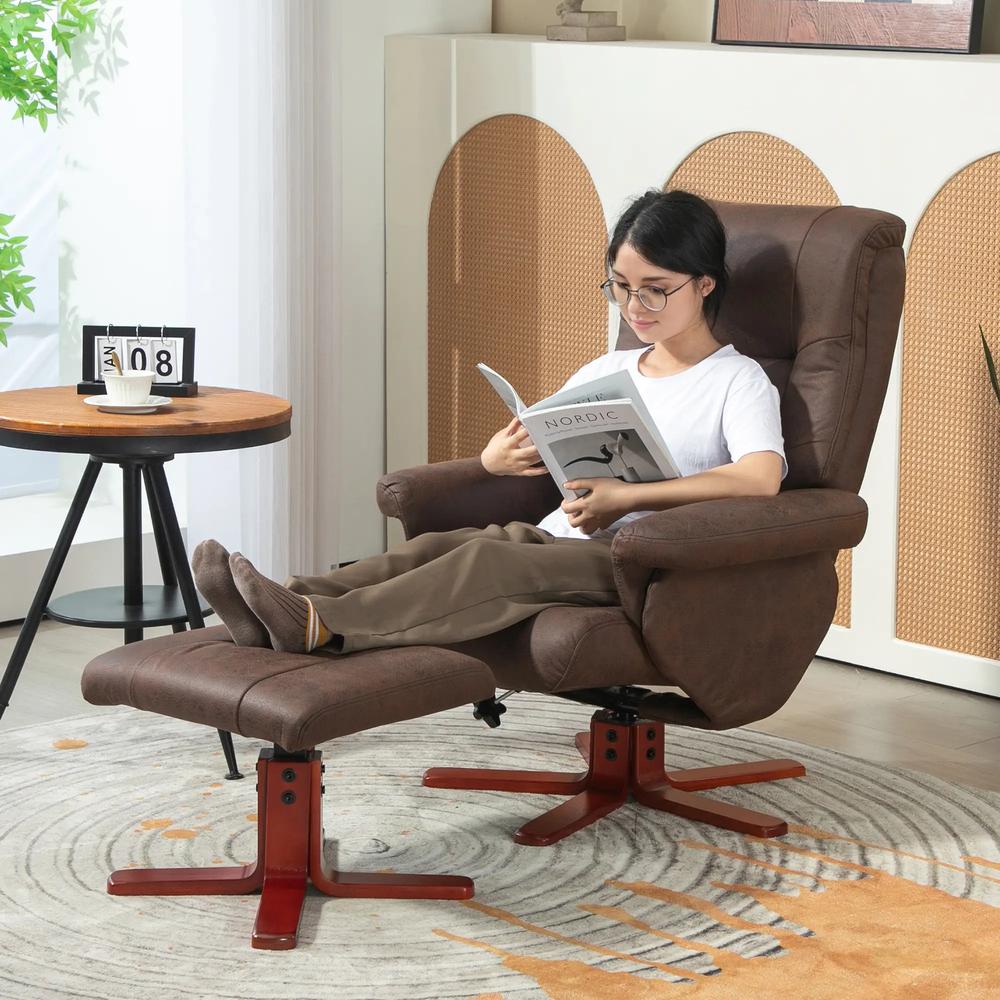HOMCOM Faux Microfibre Leather Manual Recliner and Footstool Set Additional View 13