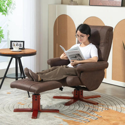 HOMCOM Faux Microfibre Leather Manual Recliner and Footstool Set Additional View 13
