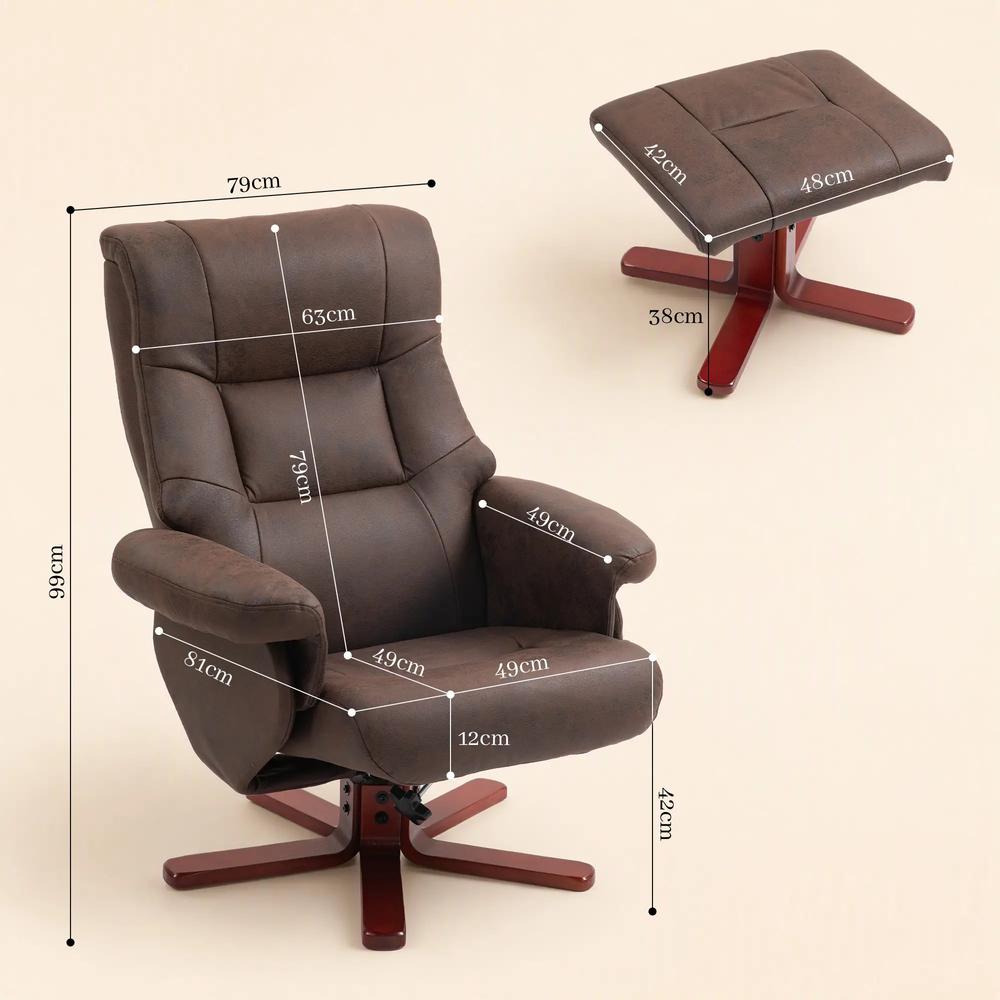 HOMCOM Faux Microfibre Leather Manual Recliner and Footstool Set Additional View 14