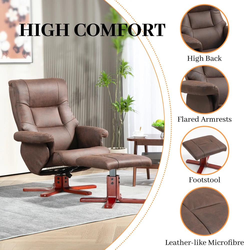 HOMCOM Faux Microfibre Leather Manual Recliner and Footstool Set Additional View 17
