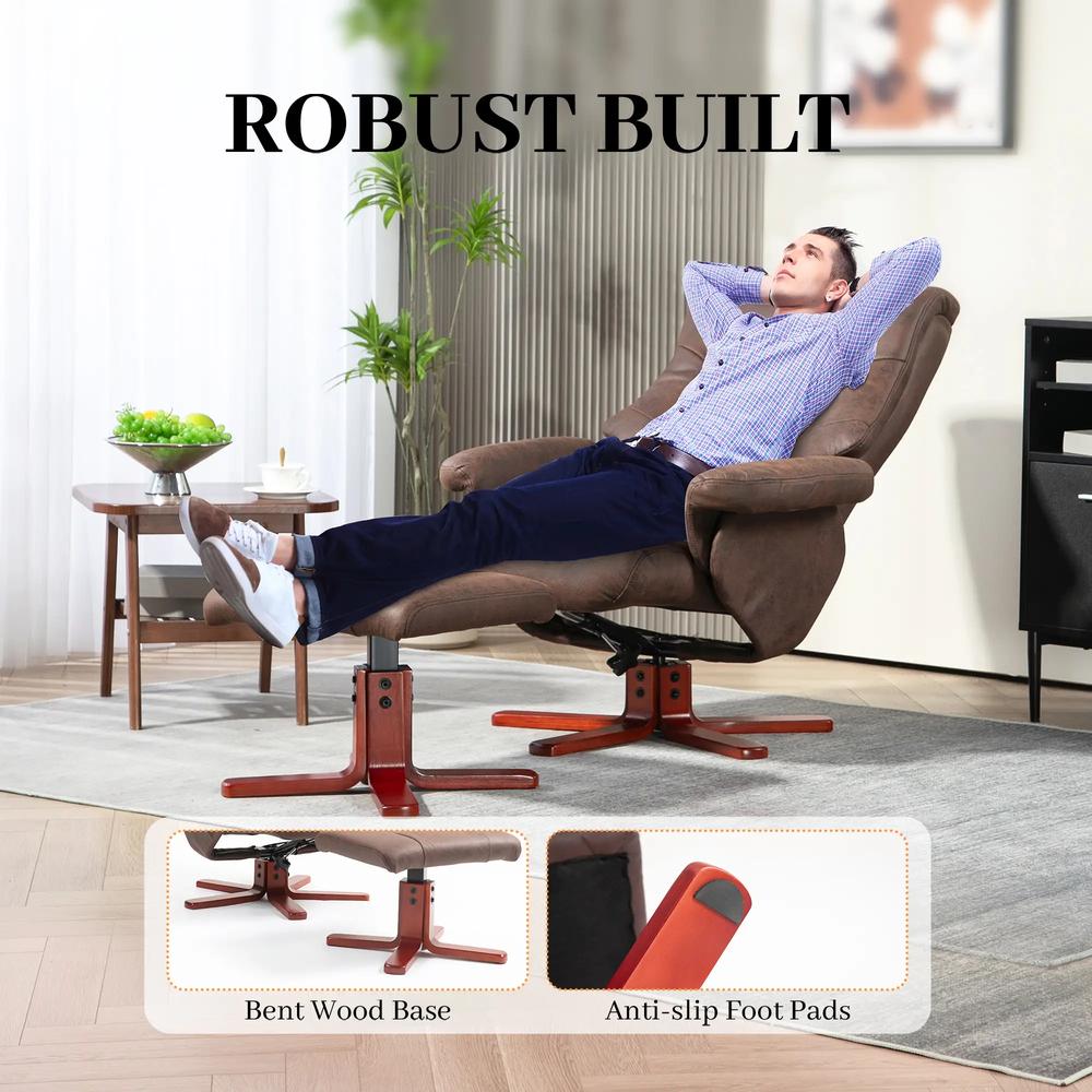 HOMCOM Faux Microfibre Leather Manual Recliner and Footstool Set Additional View 18