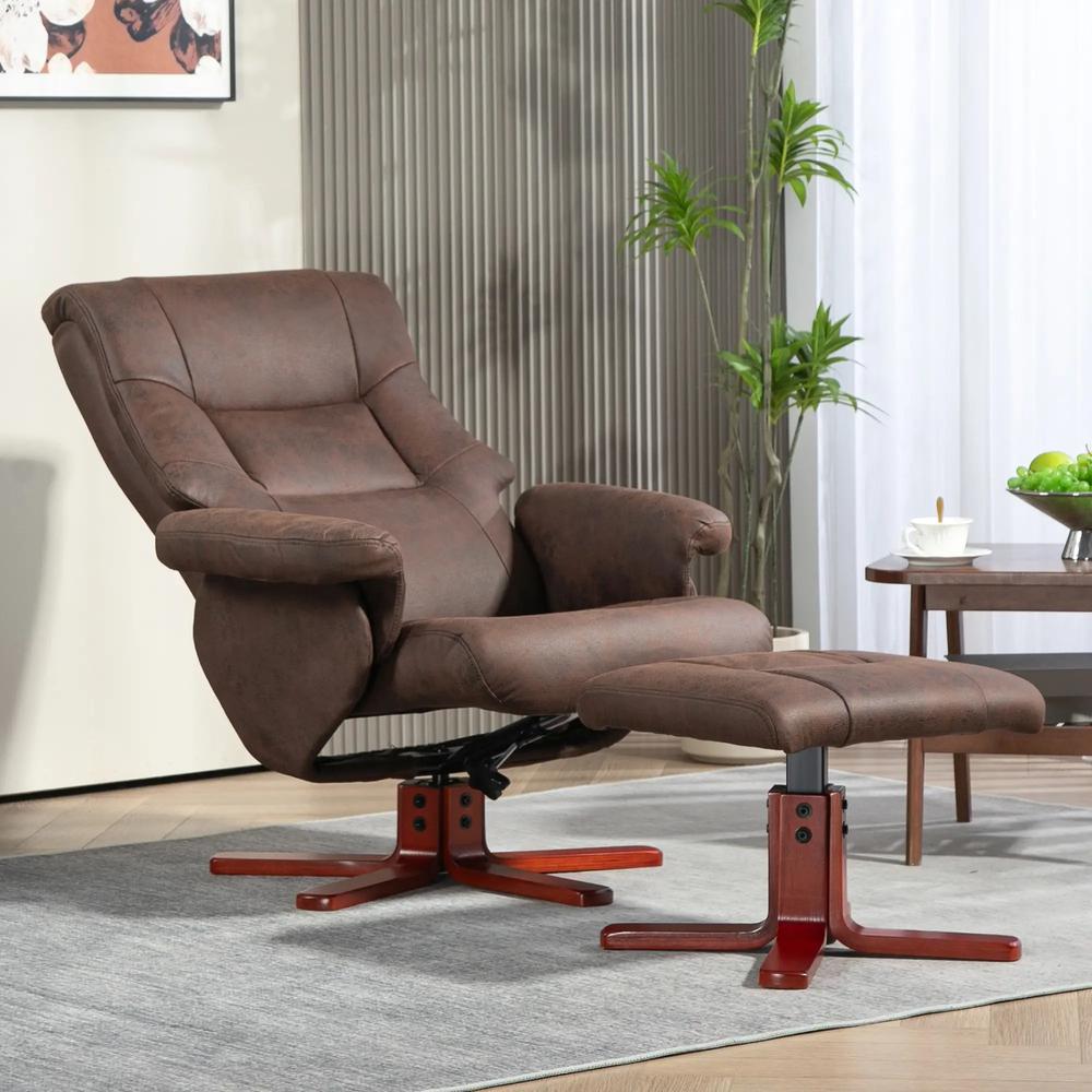 HOMCOM Faux Microfibre Leather Manual Recliner and Footstool Set Additional View 21