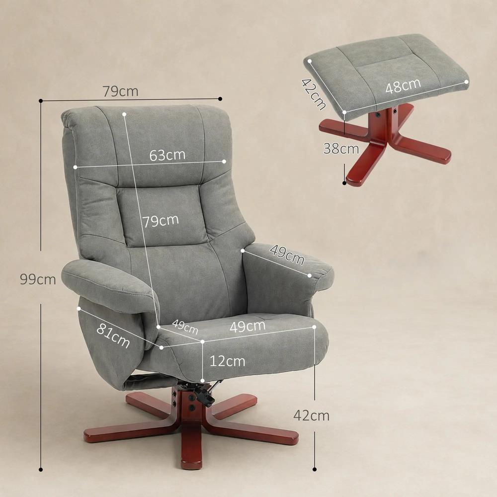 HOMCOM Faux Microfibre Leather Manual Recliner and Footstool Set Additional View 25