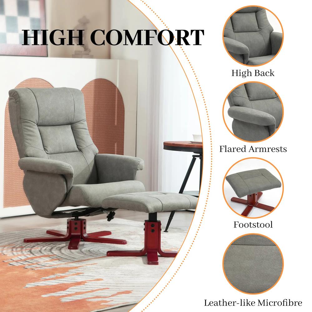 HOMCOM Faux Microfibre Leather Manual Recliner and Footstool Set Additional View 28