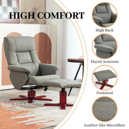 HOMCOM Faux Microfibre Leather Manual Recliner and Footstool Set Additional View 28