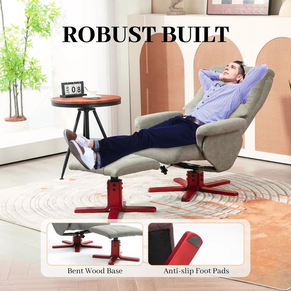 HOMCOM Faux Microfibre Leather Manual Recliner and Footstool Set Additional View 29