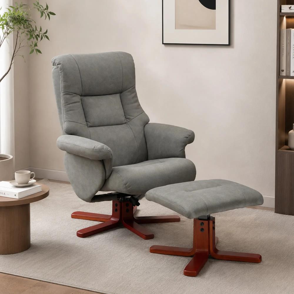 HOMCOM Faux Microfibre Leather Manual Recliner and Footstool Set Additional View 30