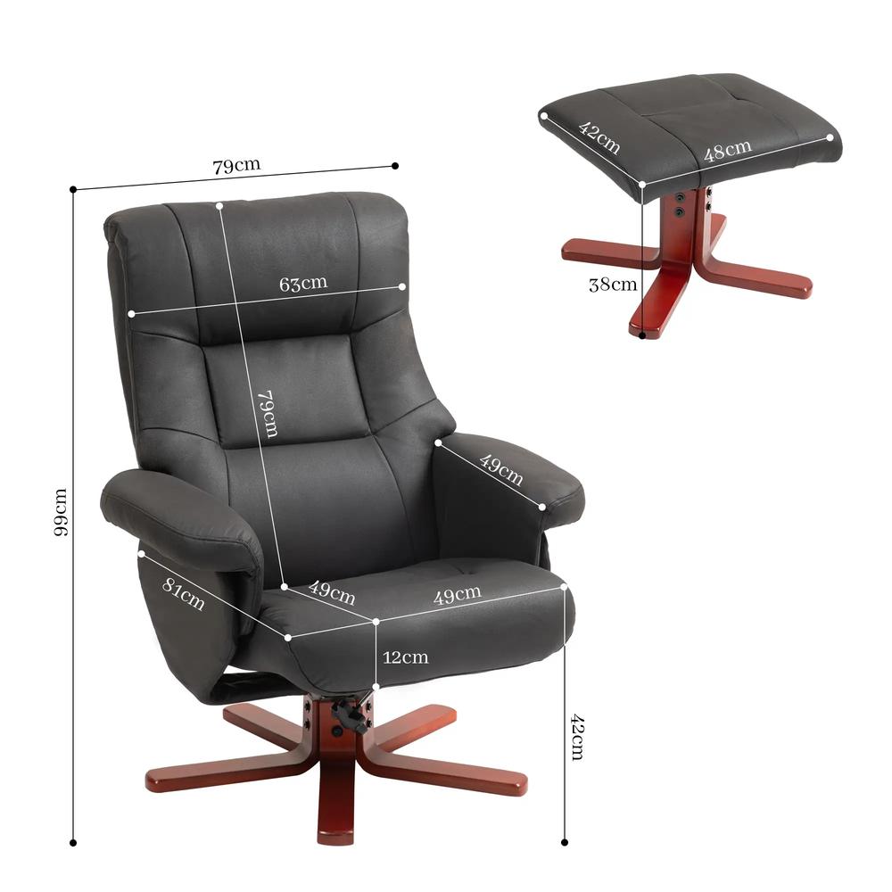 HOMCOM Faux Microfibre Leather Manual Recliner and Footstool Set Additional View 3
