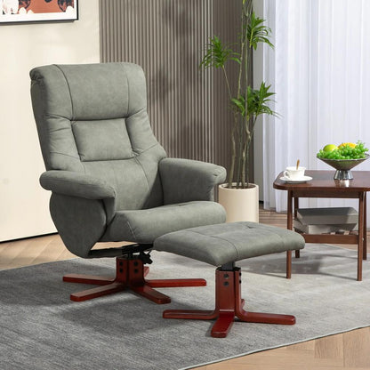 HOMCOM Faux Microfibre Leather Manual Recliner and Footstool Set Additional View 34