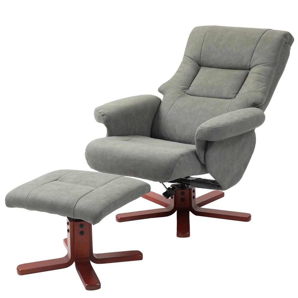 HOMCOM Faux Microfibre Leather Manual Recliner and Footstool Set Additional View 35