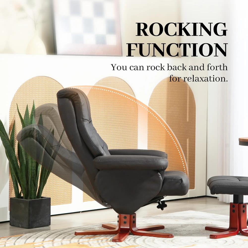 HOMCOM Faux Microfibre Leather Manual Recliner and Footstool Set Additional View 5