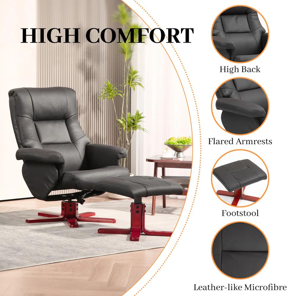 HOMCOM Faux Microfibre Leather Manual Recliner and Footstool Set Additional View 6