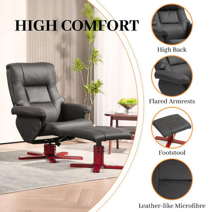 HOMCOM Faux Microfibre Leather Manual Recliner and Footstool Set Additional View 6
