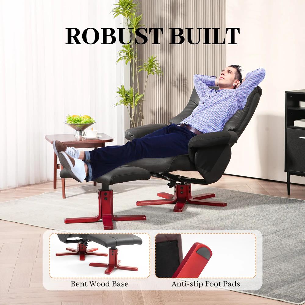 HOMCOM Faux Microfibre Leather Manual Recliner and Footstool Set Additional View 7