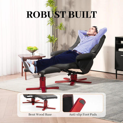 HOMCOM Faux Microfibre Leather Manual Recliner and Footstool Set Additional View 7
