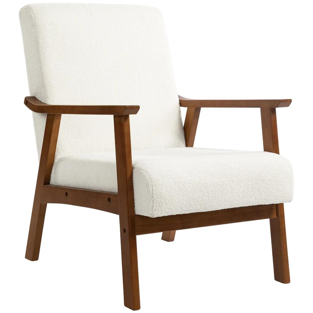 HOMCOM Boucle Seat Mid Century Accent Chair - White Additional View 11