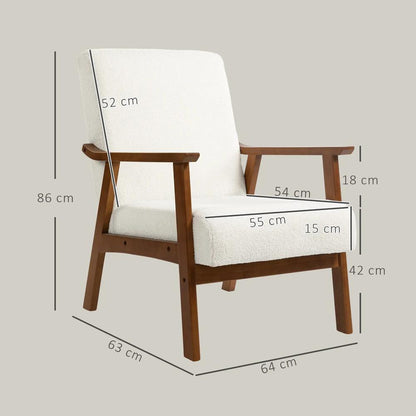HOMCOM Boucle Seat Mid Century Accent Chair - White Additional View 3