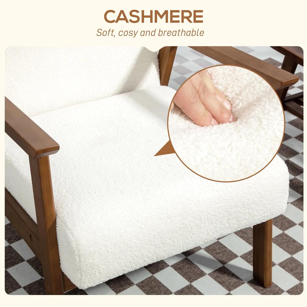 HOMCOM Boucle Seat Mid Century Accent Chair - White Additional View 5