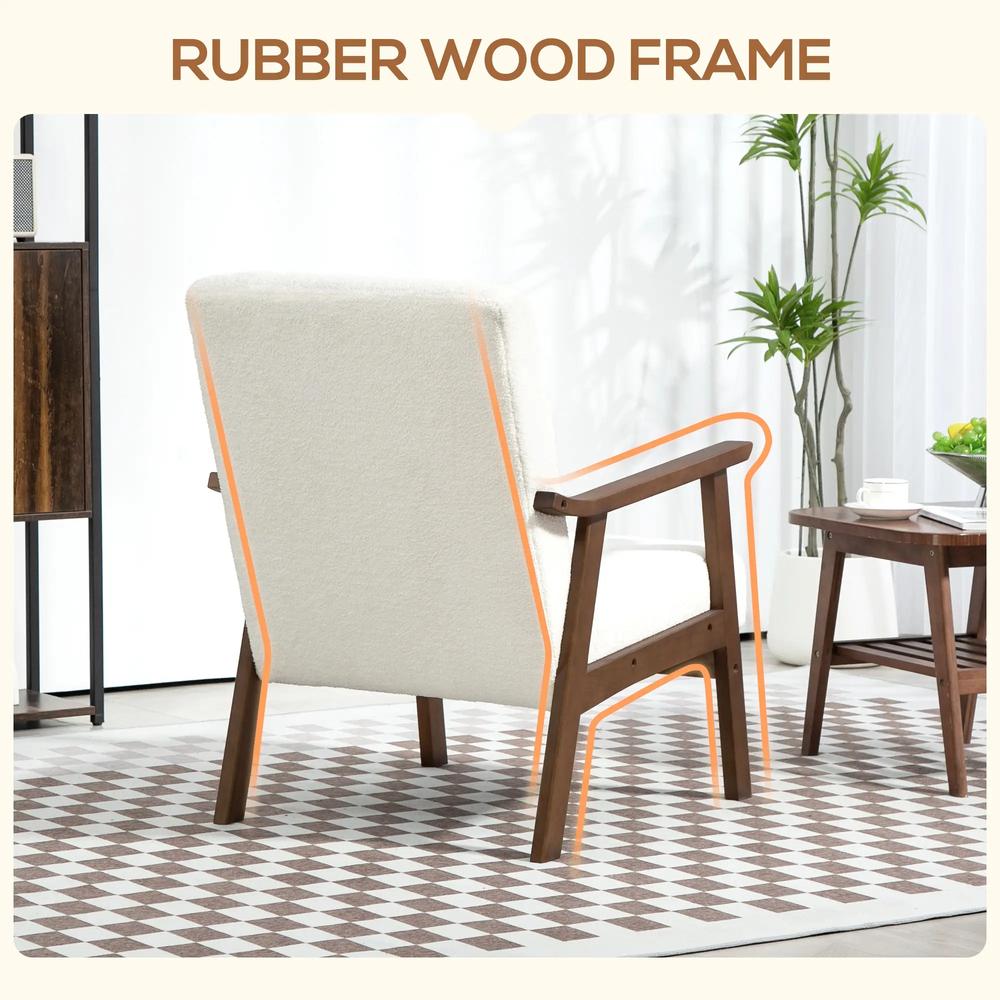 HOMCOM Boucle Seat Mid Century Accent Chair - White Additional View 6