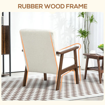 HOMCOM Boucle Seat Mid Century Accent Chair - White Additional View 6