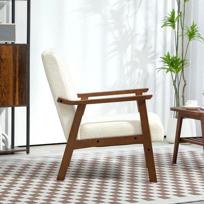 HOMCOM Boucle Seat Mid Century Accent Chair - White Additional View 8