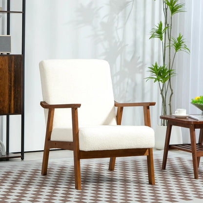 HOMCOM Boucle Seat Mid Century Accent Chair - White Additional View 10