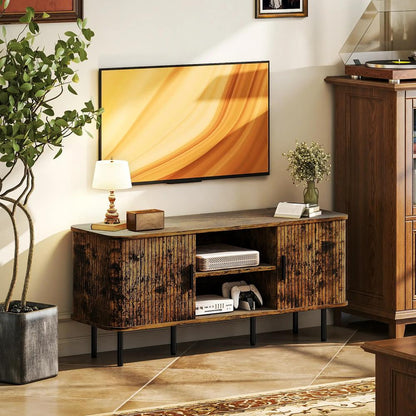 HOMCOM TV Stand Cabinet for TVs up to 55 Inches, TV Unit with Storage Shelves and Cupboard for Living Room Additional View 2