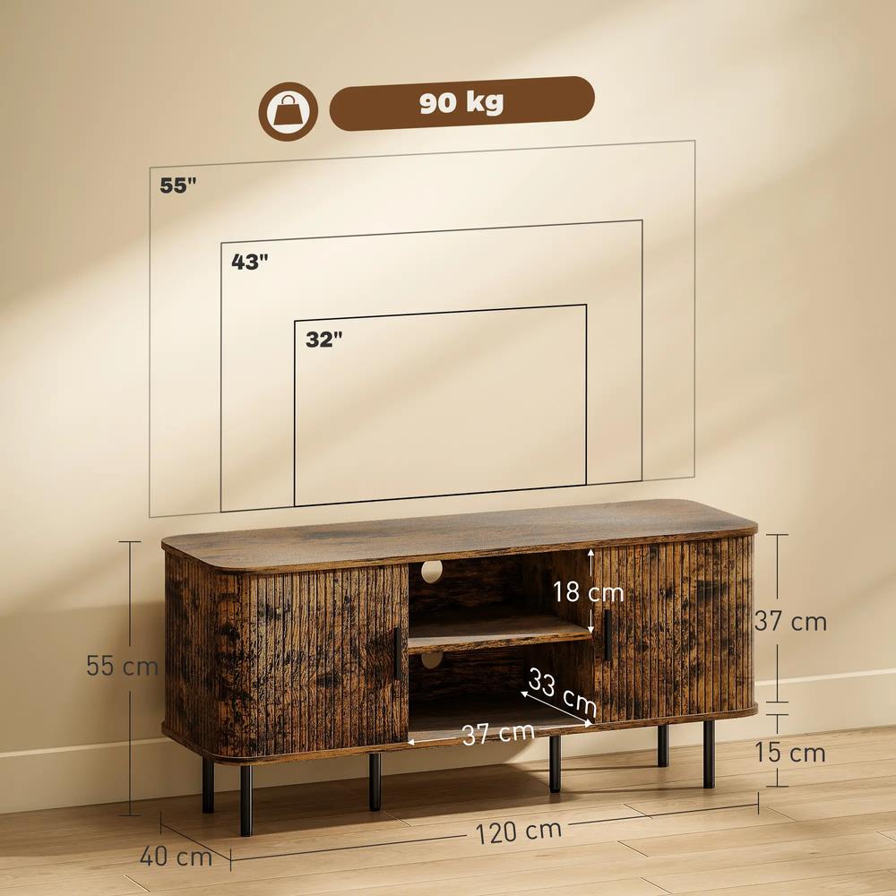 HOMCOM TV Stand Cabinet for TVs up to 55 Inches, TV Unit with Storage Shelves and Cupboard for Living Room Additional View 3
