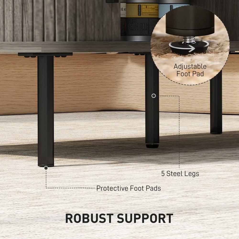 HOMCOM Coffee Table with Storage, Living Room Table with Slatted Tambour Sliding Doors and Adjustable Foot Pads, Rectangular Coffee Table with Elevated Base for Living Room Additional View 7