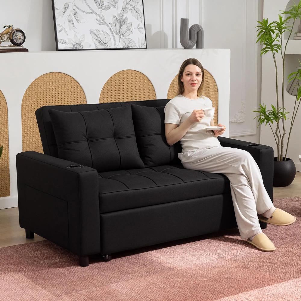 HOMCOM Two-Seater Pull-Out Sofa Bed Additional View 13