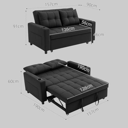 HOMCOM Two-Seater Pull-Out Sofa Bed Additional View 14