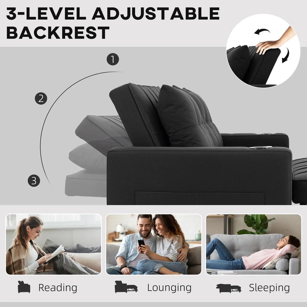 HOMCOM Two-Seater Pull-Out Sofa Bed Additional View 16