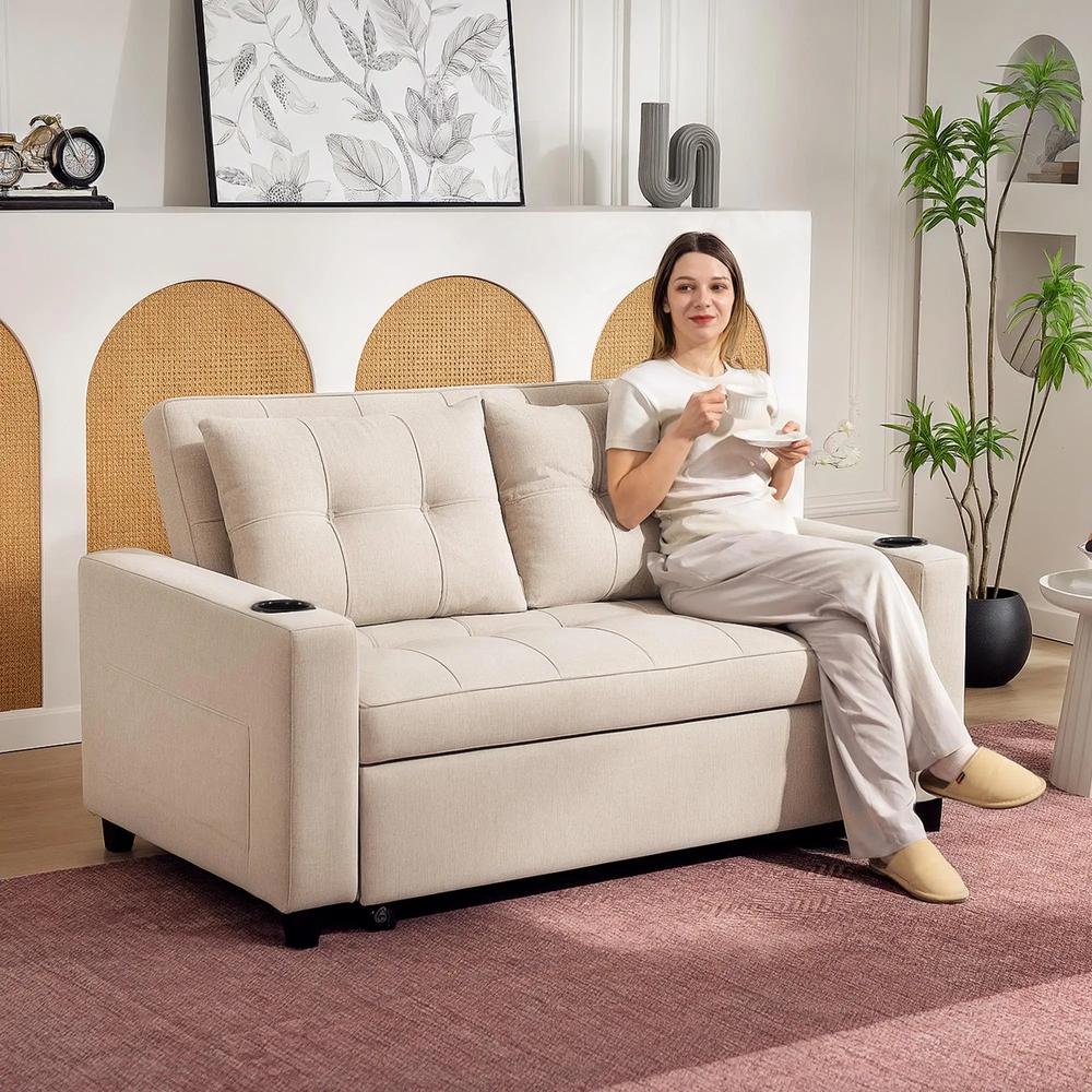 HOMCOM Two-Seater Pull-Out Sofa Bed Additional View 2