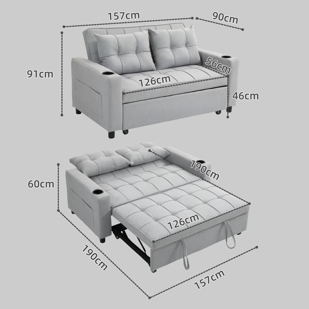 HOMCOM Two-Seater Pull-Out Sofa Bed Additional View 36