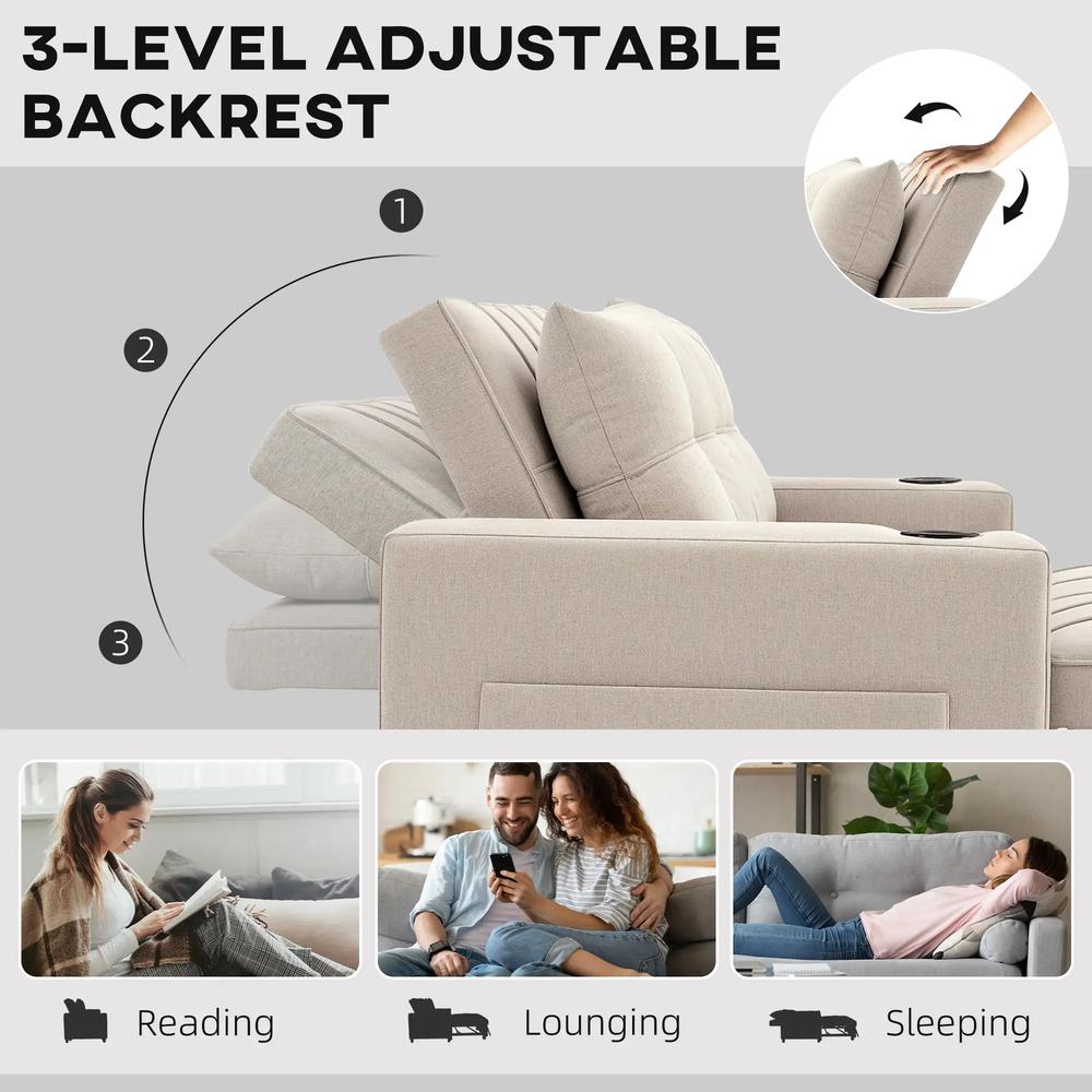 HOMCOM Two-Seater Pull-Out Sofa Bed Additional View 5