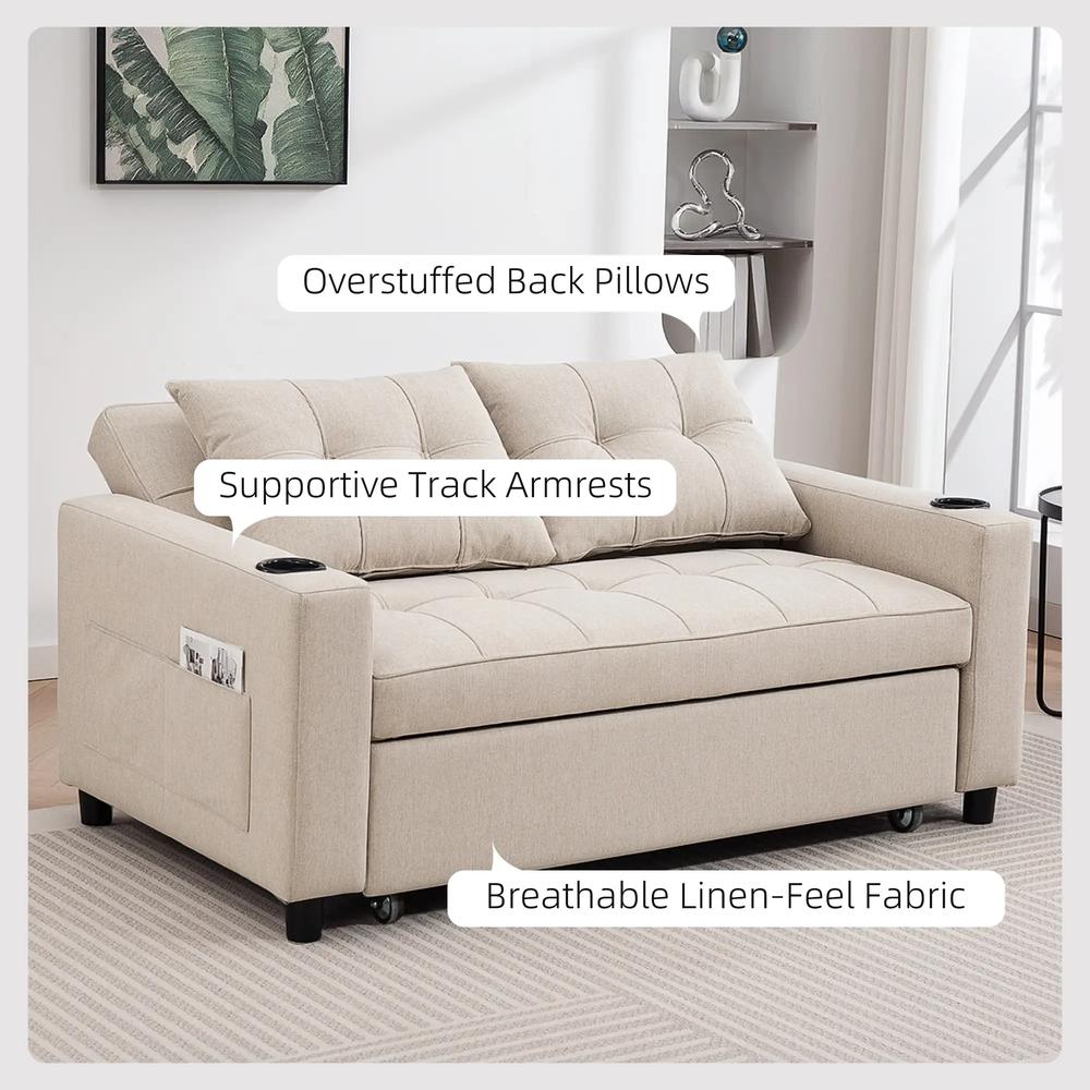 HOMCOM Two-Seater Pull-Out Sofa Bed Additional View 6