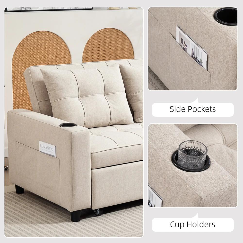 HOMCOM Two-Seater Pull-Out Sofa Bed Additional View 7