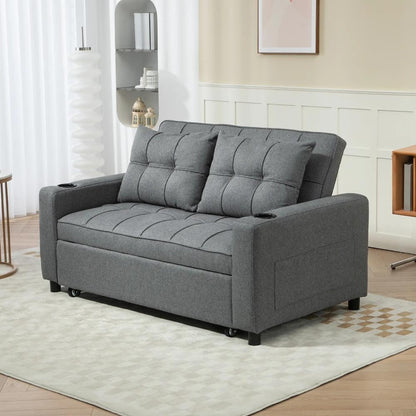 HOMCOM 2 Seater Sofa Bed Pull-Out Sofa Bed with 3-position adjustable backrest - Charcoal Grey Additional View 12