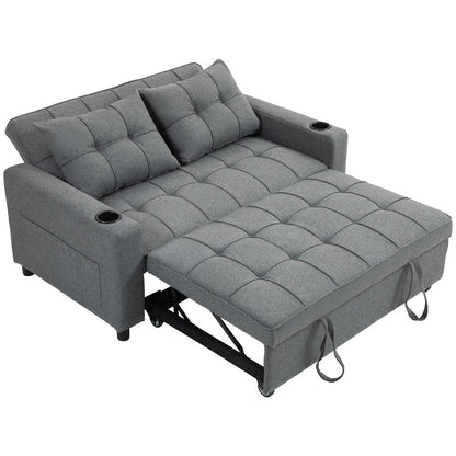 HOMCOM 2 Seater Sofa Bed Pull-Out Sofa Bed with 3-position adjustable backrest - Charcoal Grey Additional View 13