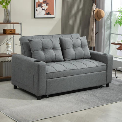 HOMCOM 2 Seater Sofa Bed Pull-Out Sofa Bed with 3-position adjustable backrest - Charcoal Grey Additional View 8