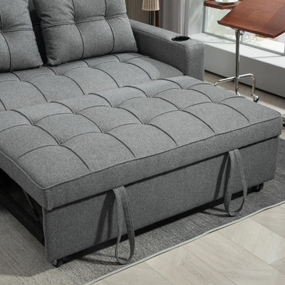 HOMCOM 2 Seater Sofa Bed Pull-Out Sofa Bed with 3-position adjustable backrest - Charcoal Grey Additional View 10
