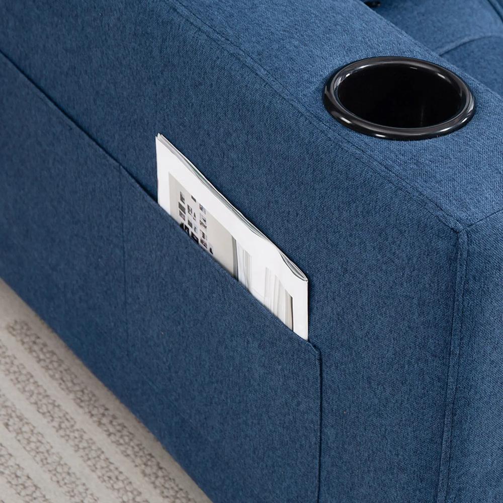 HOMCOM Two-Seater Pull-Out Sofa Bed - Dark Blue Additional View 11