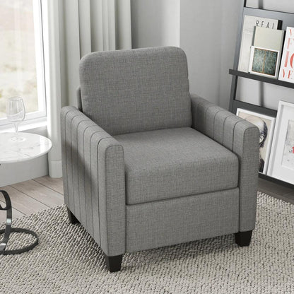 HOMCOM Modern Boxy Linen-Look Armchair - Light Grey Additional View 2