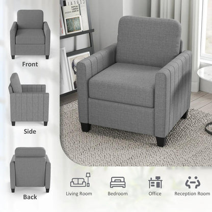 HOMCOM Modern Boxy Linen-Look Armchair - Light Grey Additional View 5