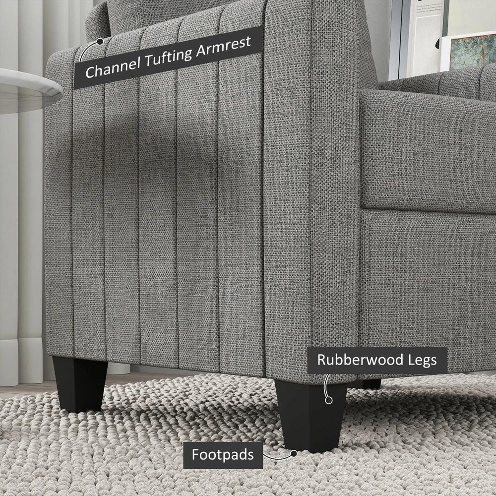 HOMCOM Modern Boxy Linen-Look Armchair - Light Grey Additional View 7