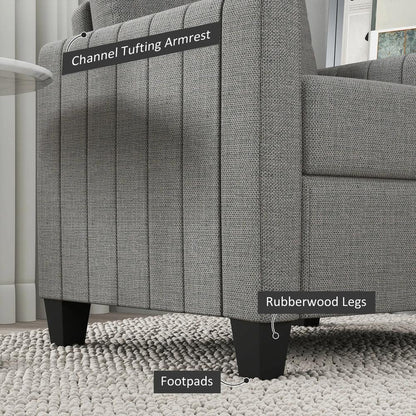 HOMCOM Modern Boxy Linen-Look Armchair - Light Grey Additional View 7