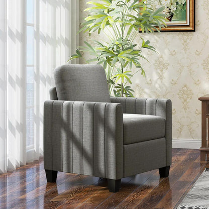HOMCOM Modern Boxy Linen-Look Armchair - Light Grey Additional View 8
