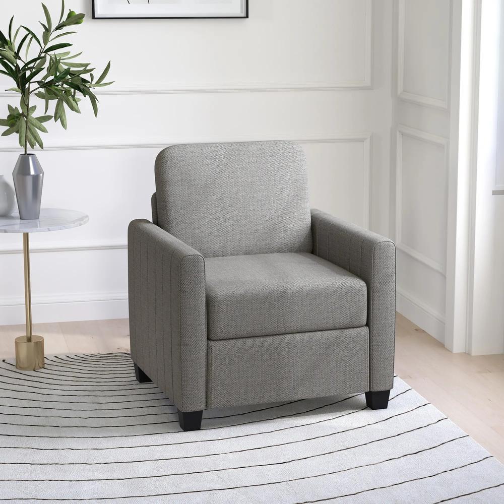 HOMCOM Modern Boxy Linen-Look Armchair - Light Grey Additional View 10